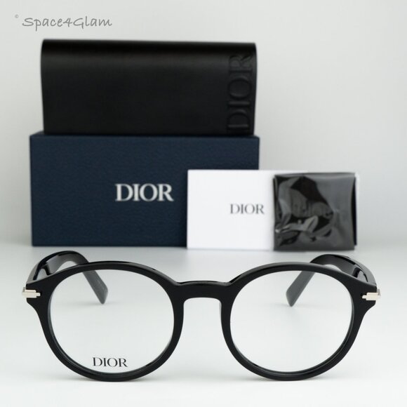 Dior Women Eyeglasses Shiny Black Demo Round DIORBLACKSUITO RI 1000 BRAND NEW - Picture 3 of 11